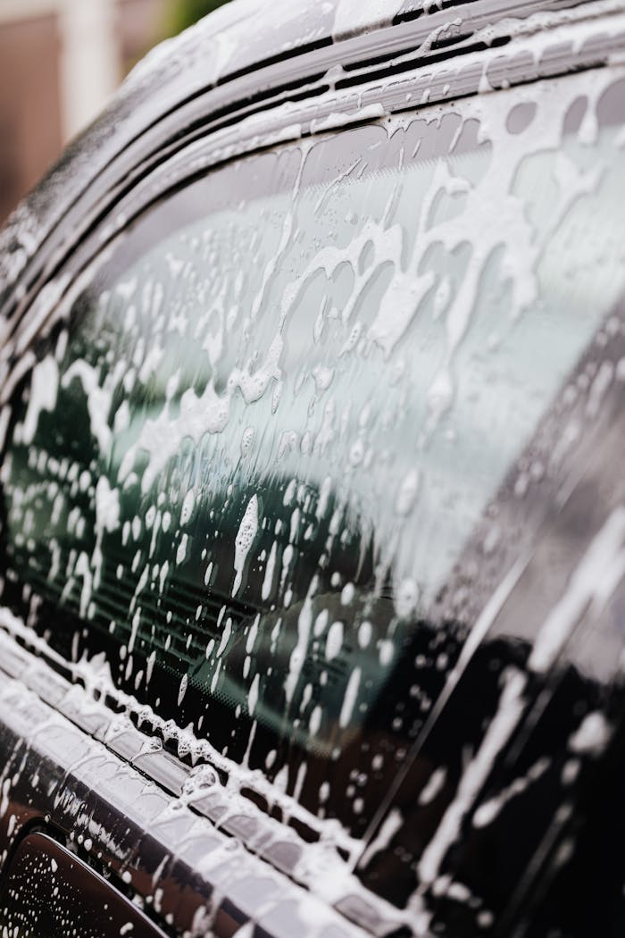 Black Vehicle with Soap Bubbles
